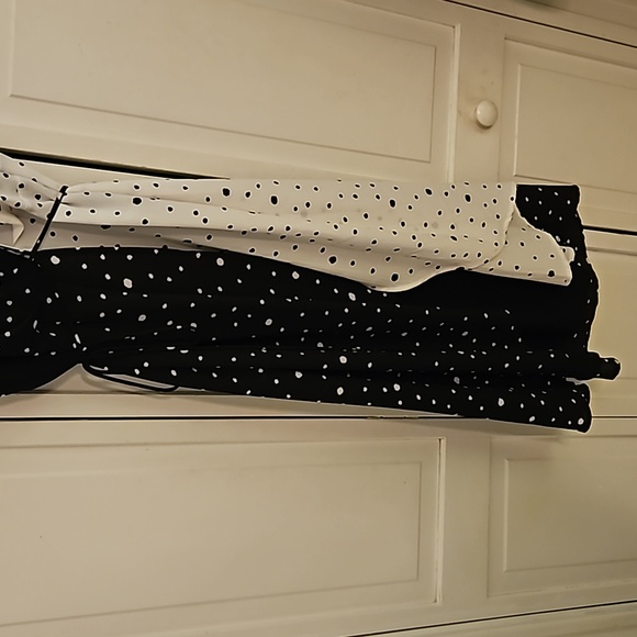 Papillon size L wrap black and white polka dot dress NWT - Picture 3 of 7